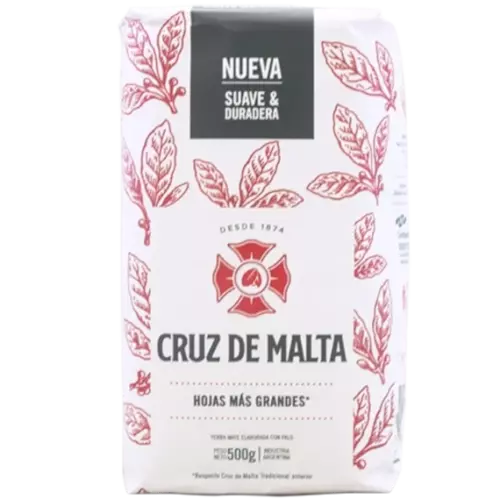 Yerba mate Cruz de Malta Elaborada 0,5kg - traditioneel Argentijnse mate in rood-witte verpakking